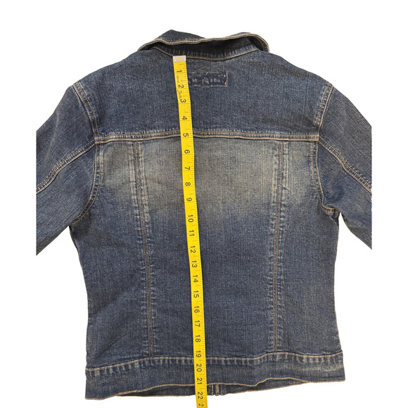 Vintage Yuka Jeans Denim Jacket Women's M Zip Front Embroidered Streetwear Y2K - Picture 10 of 10